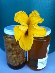 Honey and Almonds in maple syrup from Quebec, Geneva pumpkin flower